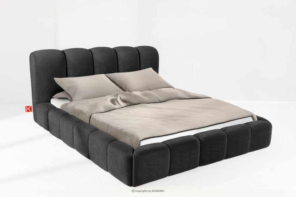 MERIDE Łóżko tapicerowane 200 cm z pikowaniem antracytowy antracytowy - zdjęcie 1