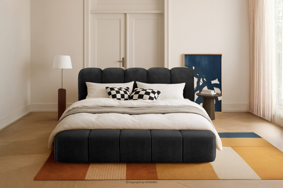 MERIDE Łóżko tapicerowane 200 cm z pikowaniem antracytowy antracytowy - zdjęcie 21