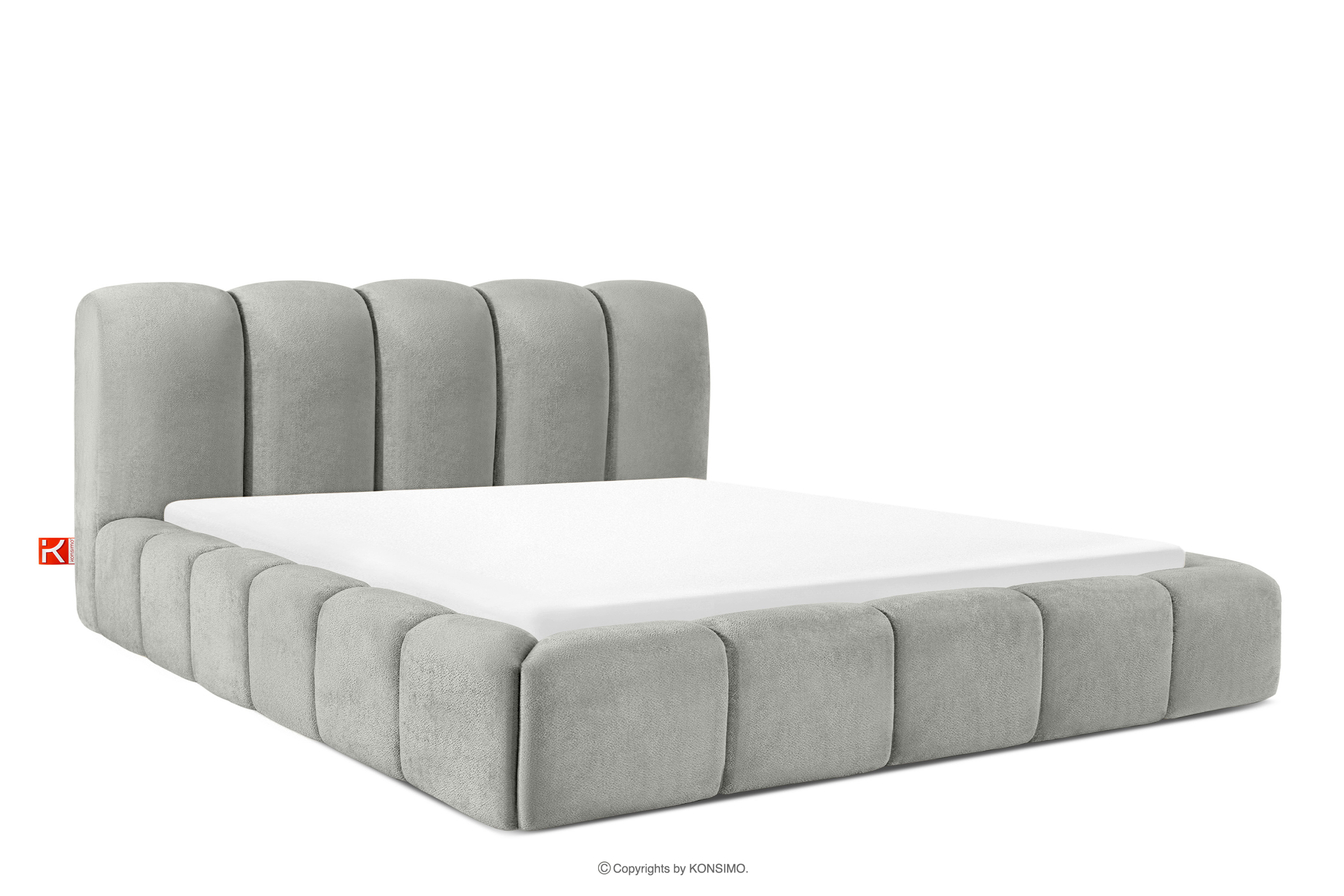 Łóżko tapicerowane 200 cm z pikowaniem jasny szary