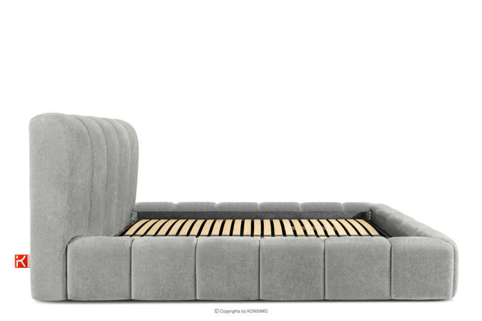 MERIDE Łóżko tapicerowane 200 cm z pikowaniem jasny szary jasny szary - zdjęcie 4