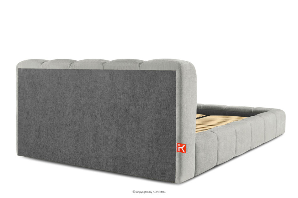 MERIDE Łóżko tapicerowane 200 cm z pikowaniem jasny szary jasny szary - zdjęcie 5