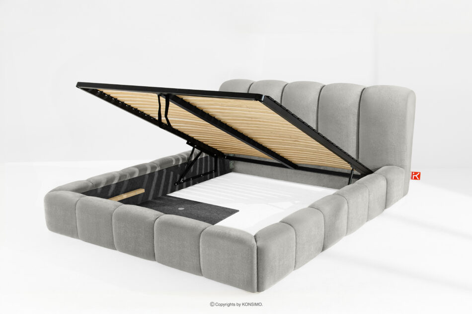 MERIDE Łóżko tapicerowane 200 cm z pikowaniem jasny szary jasny szary - zdjęcie 7