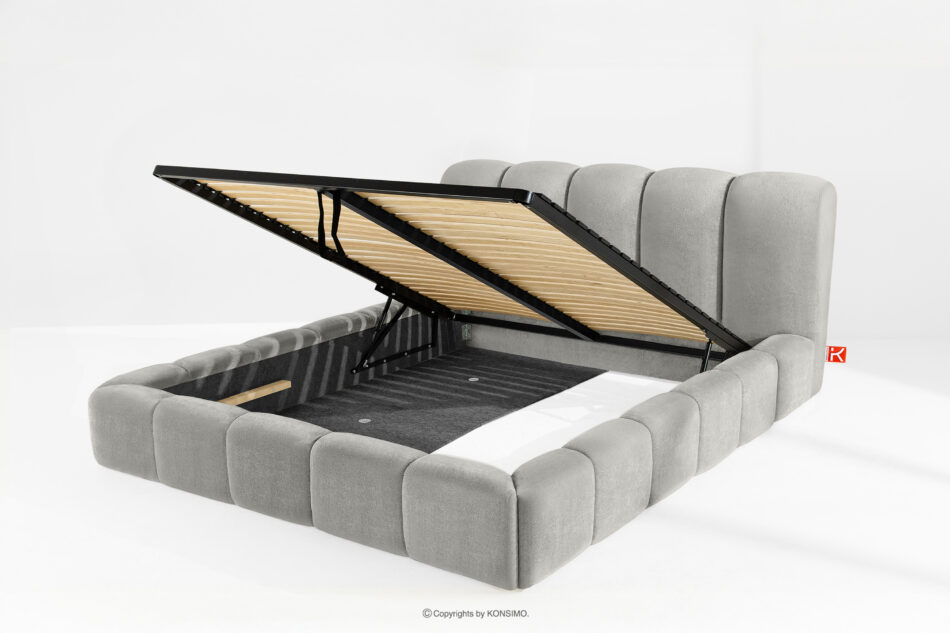 MERIDE Łóżko tapicerowane 200 cm z pikowaniem jasny szary jasny szary - zdjęcie 8