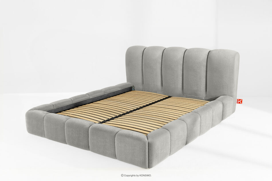 MERIDE Łóżko tapicerowane 200 cm z pikowaniem jasny szary jasny szary - zdjęcie 12