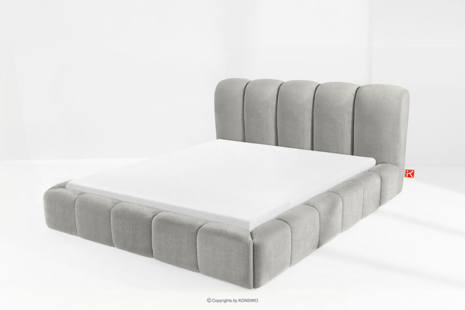 MERIDE Łóżko tapicerowane 200 cm z pikowaniem jasny szary jasny szary - zdjęcie 13