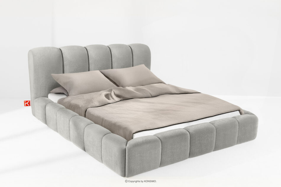 MERIDE Łóżko tapicerowane 200 cm z pikowaniem jasny szary jasny szary - zdjęcie 1