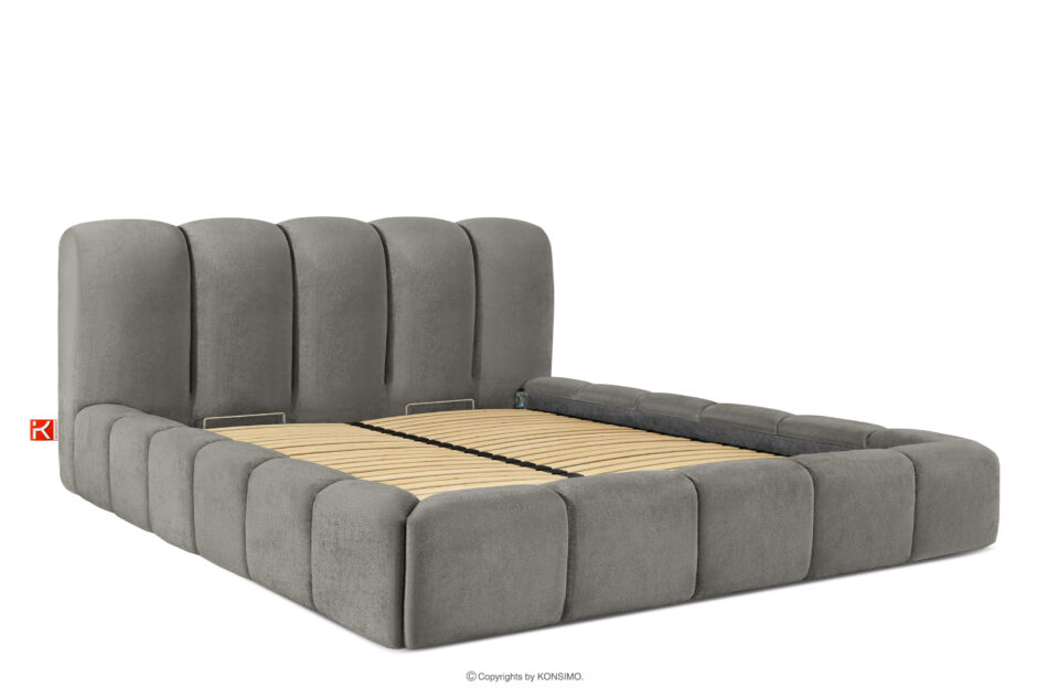 MERIDE Łóżko tapicerowane 200 cm z pikowaniem ciemny szary ciemny szary - zdjęcie 2