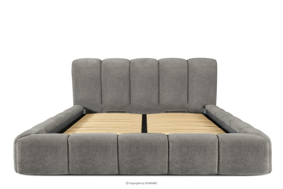 MERIDE Łóżko tapicerowane 200 cm z pikowaniem ciemny szary ciemny szary - zdjęcie 3