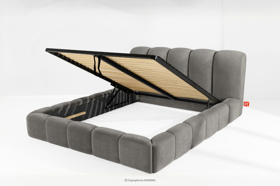 MERIDE Łóżko tapicerowane 200 cm z pikowaniem ciemny szary ciemny szary - zdjęcie 6