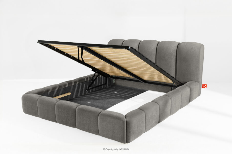 MERIDE Łóżko tapicerowane 200 cm z pikowaniem ciemny szary ciemny szary - zdjęcie 8