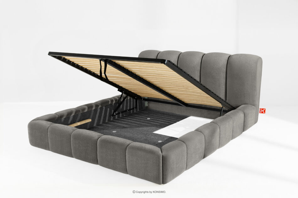 MERIDE Łóżko tapicerowane 200 cm z pikowaniem ciemny szary ciemny szary - zdjęcie 9