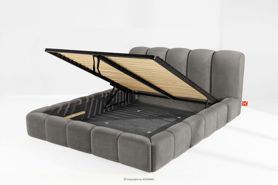 MERIDE Łóżko tapicerowane 200 cm z pikowaniem ciemny szary ciemny szary - zdjęcie 10