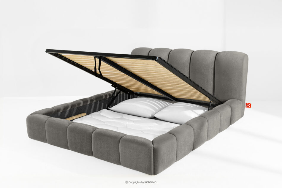 MERIDE Łóżko tapicerowane 200 cm z pikowaniem ciemny szary ciemny szary - zdjęcie 11