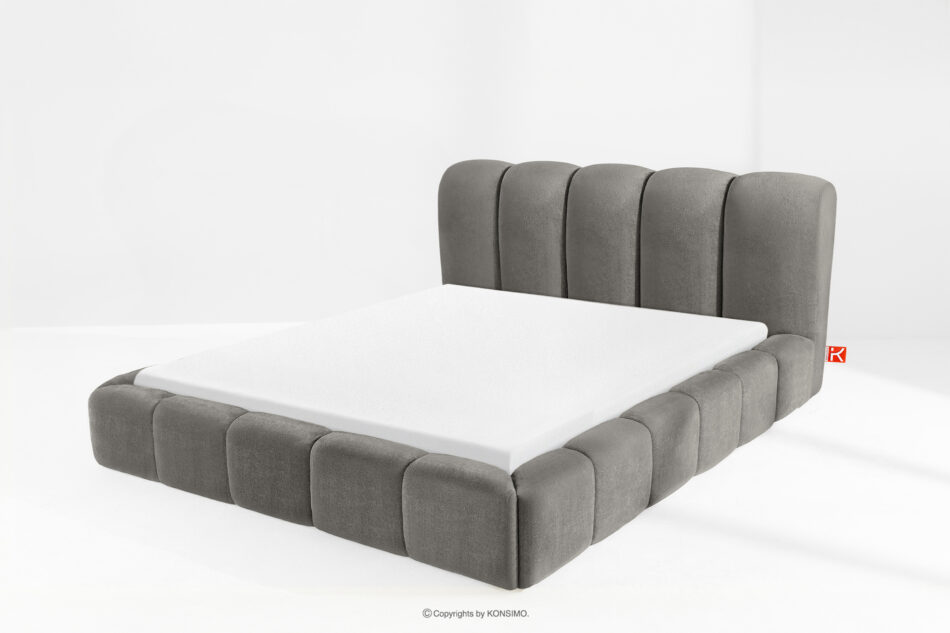 MERIDE Łóżko tapicerowane 200 cm z pikowaniem ciemny szary ciemny szary - zdjęcie 13