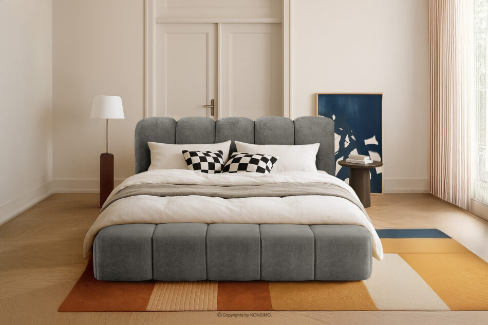 MERIDE Łóżko tapicerowane 200 cm z pikowaniem ciemny szary ciemny szary - zdjęcie 21