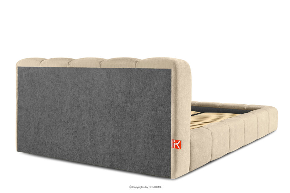 MERIDE Łóżko tapicerowane 200 cm w stylu japandi z pikowaniem beżowy beżowy - zdjęcie 5