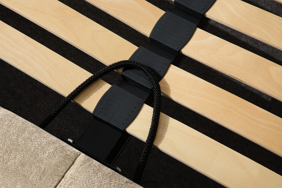 MERIDE Łóżko tapicerowane 200 cm w stylu japandi z pikowaniem beżowy beżowy - zdjęcie 15