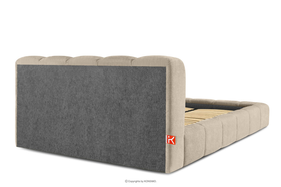 MERIDE Łóżko tapicerowane 200 cm w stylu japandi z pikowaniem szarobeżowy szarobeżowy - zdjęcie 5