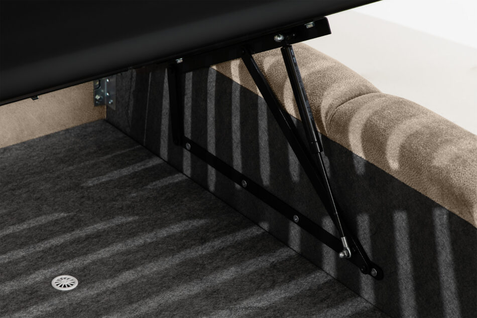 MERIDE Łóżko tapicerowane 200 cm w stylu japandi z pikowaniem szarobeżowy szarobeżowy - zdjęcie 16