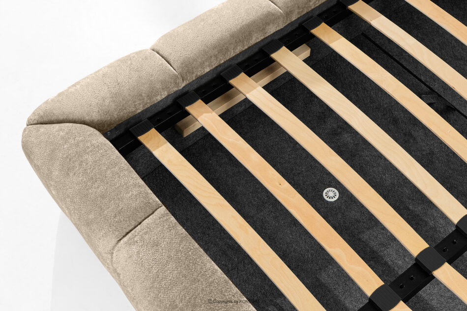 MERIDE Łóżko tapicerowane 200 cm w stylu japandi z pikowaniem szarobeżowy szarobeżowy - zdjęcie 18