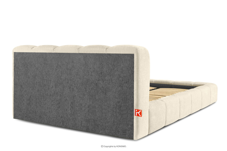 MERIDE Łóżko tapicerowane 200 cm w stylu japandi z pikowaniem ecru ecru - zdjęcie 5