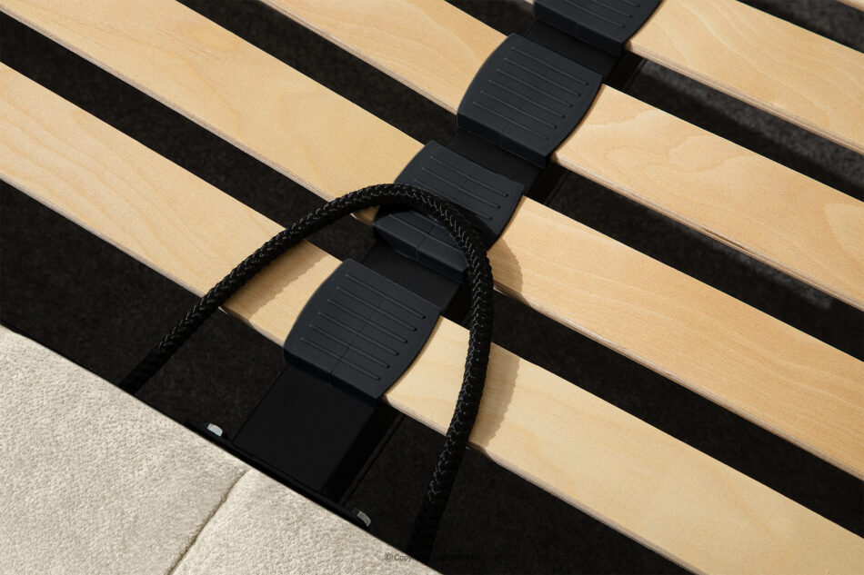 MERIDE Łóżko tapicerowane 200 cm w stylu japandi z pikowaniem ecru ecru - zdjęcie 15