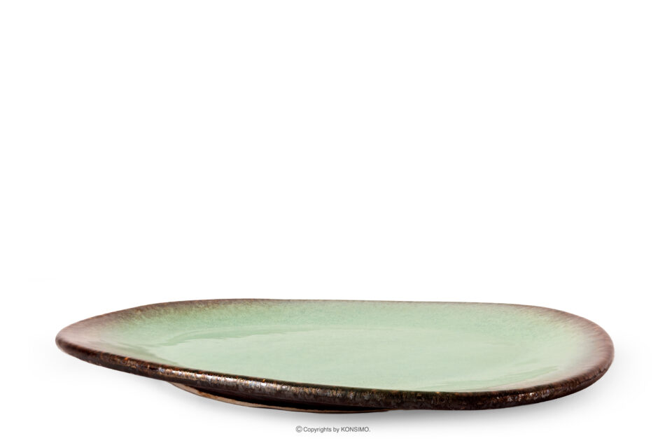 PRIMA Talerz deserowy ręcznie szkliwiony szałwiowy szałwiowy - zdjęcie 0