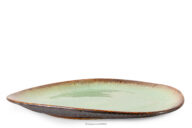 Patera płaska ręcznie szkliwiona szałwiowy