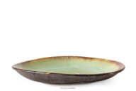 Patera głęboka ręcznie szkliwiona szałwiowy