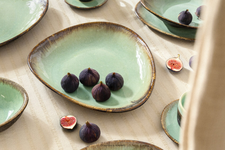 PRIMA Patera głęboka ręcznie szkliwiona szałwiowy szałwiowy - zdjęcie 1