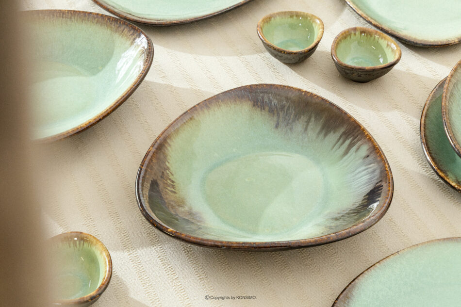 PRIMA Patera głęboka ręcznie szkliwiona szałwiowy szałwiowy - zdjęcie 1