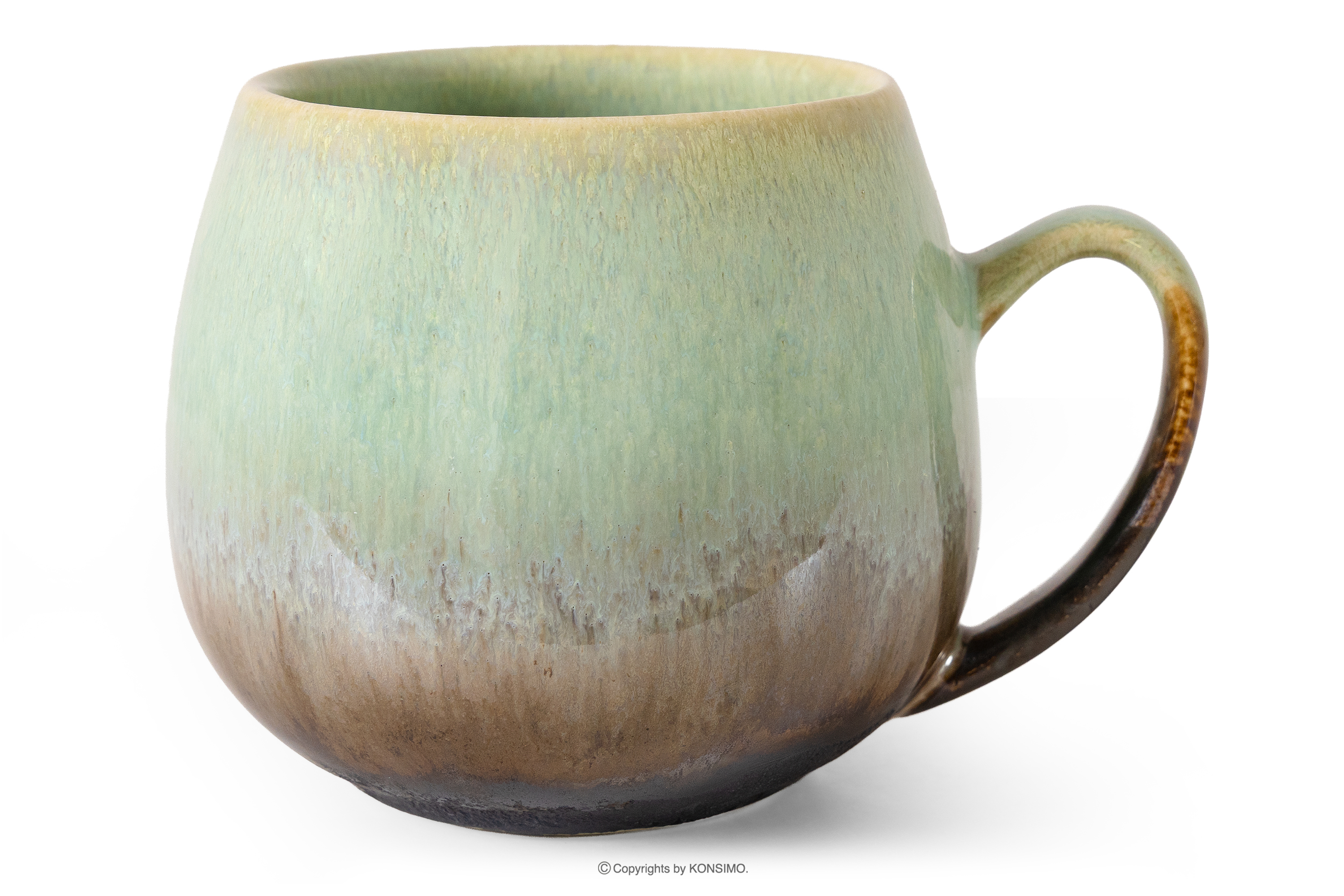 Kubek baryłka ręcznie szkliwiony szałwiowy