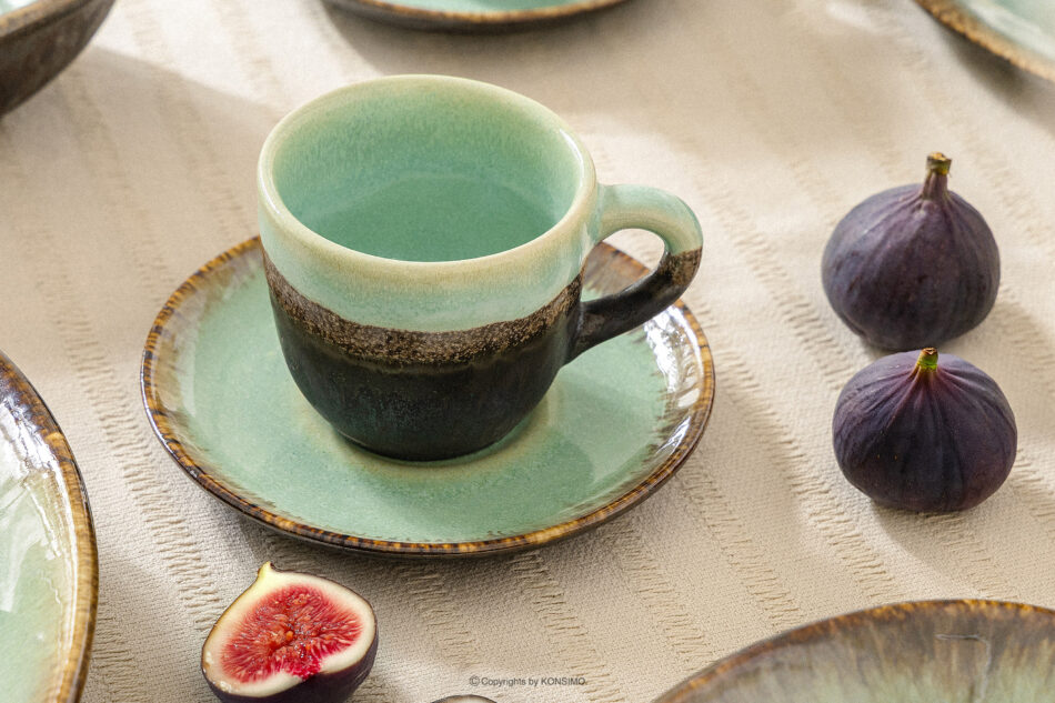 PRIMA Spodek filiżanki do kawy ręcznie szkliwiony szałwiowy szałwiowy - zdjęcie 6