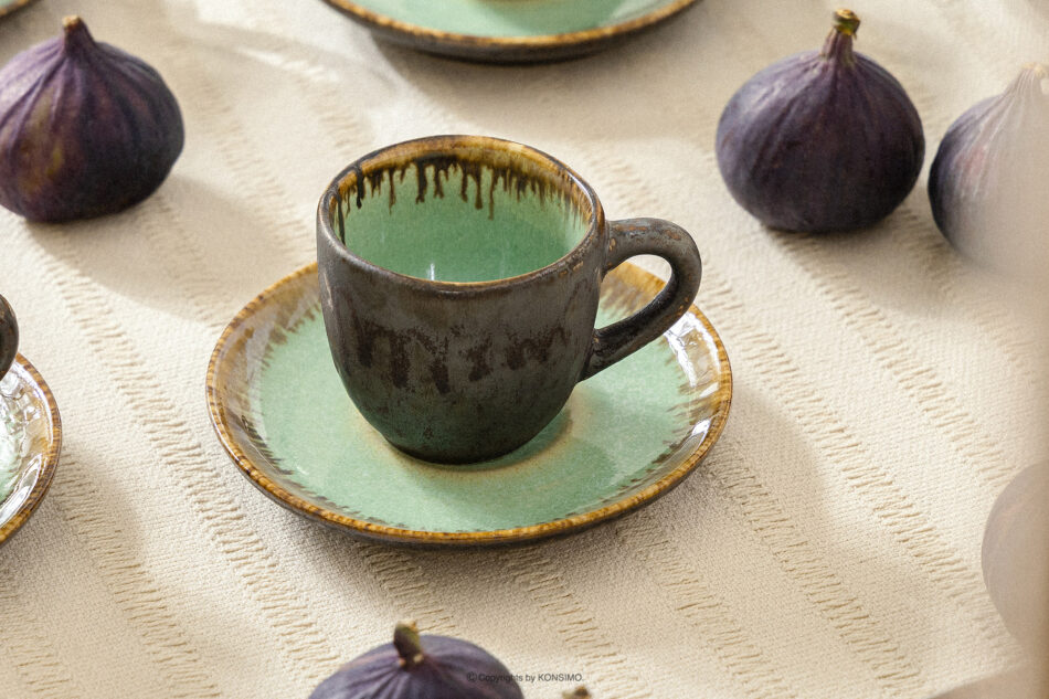 PRIMA Spodek filiżanki do espresso ręcznie szkliwiony szałwiowy szałwiowy - zdjęcie 6