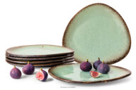 Talerz obiadowy z ceramiki ręcznie szkliwiony 6 szt. szałwiowy