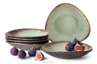 Talerz głęboki z ceramiki ręcznie szkliwiony 6 szt. szałwiowy