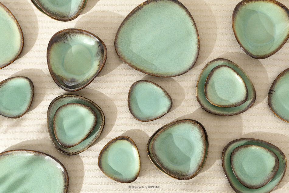 PRIMA Talerz głęboki z ceramiki ręcznie szkliwiony 6 szt. szałwiowy szałwiowy - zdjęcie 9