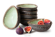 Miska z ceramiki ręcznie szkliwiona 6 szt. szałwiowy