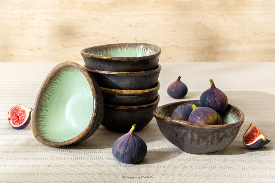 PRIMA Salaterka z ceramiki ręcznie szkliwiona 6 szt. szałwiowy szałwiowy - zdjęcie 1