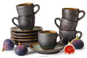 PRIMA, https://konsimo.pl/kolekcja/prima/ Filiżanka do espresso ze spodkiem z ceramiki ręcznie szkliwiony 6 szt. szałwiowy szałwiowy - zdjęcie