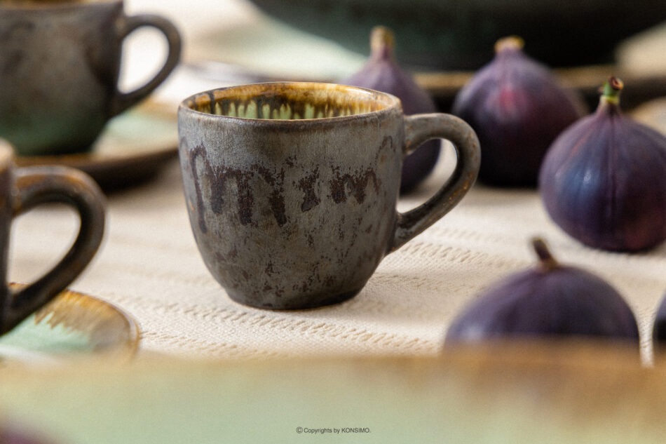 PRIMA Filiżanka do espresso ze spodkiem z ceramiki ręcznie szkliwiony 6 szt. szałwiowy szałwiowy - zdjęcie 10