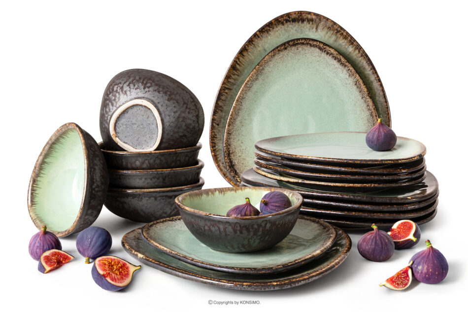 PRIMA Zestaw obiadowy w stylu loft 6os. (18 el.) szałwiowy szałwiowy - zdjęcie 0