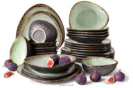 Zestaw obiadowy z ceramiki ręcznie szkliwiony 6os. (24 el.) szałwiowy