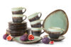 Zestaw kawowy ręcznie szkliwiony 6 os. (18 el.) szałwiowy