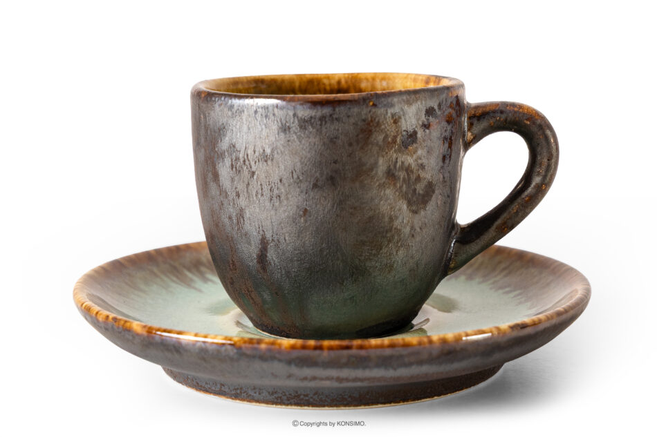 PRIMA Zestaw kawowy espresso ręcznie szkliwiony 6 os. (18 el.) szałwiowy szałwiowy - zdjęcie 2