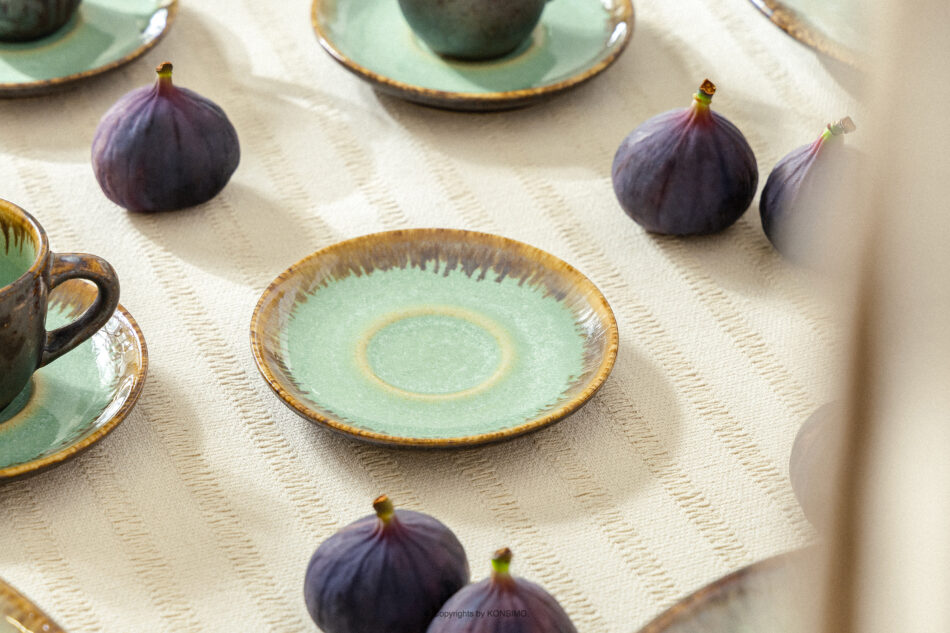 PRIMA Zestaw kawowy espresso ręcznie szkliwiony 6 os. (18 el.) szałwiowy szałwiowy - zdjęcie 15