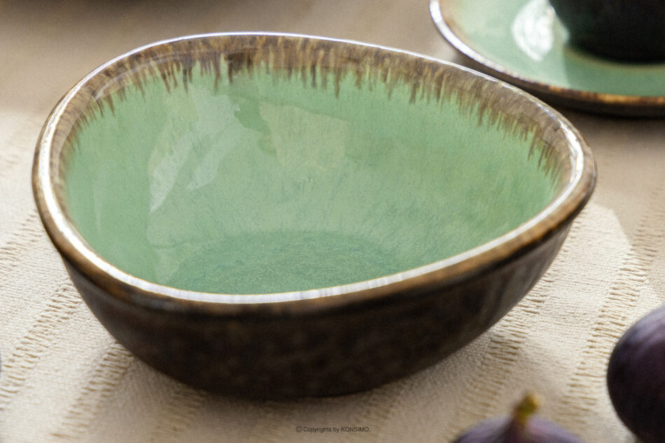 PRIMA Zestaw śniadaniowy ręcznie szkliwiony 6 os. (18 el.) szałwiowy szałwiowy - zdjęcie 12