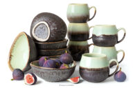 Zestaw śniadaniowy loft ręcznie szkliwiony 6 os. (12 el.) szałwiowy