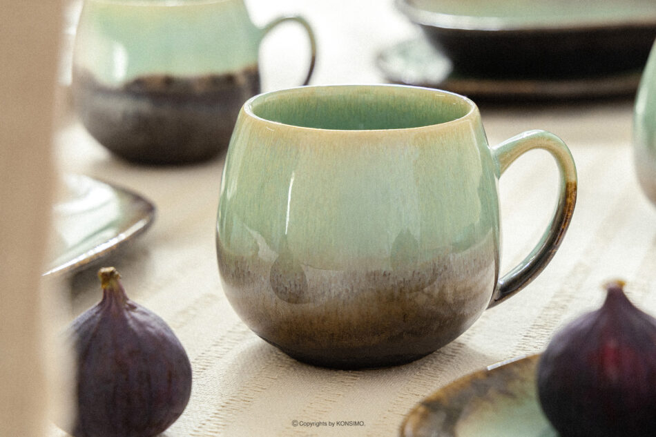 PRIMA Zestaw śniadaniowy loft ręcznie szkliwiony 6 os. (12 el.) szałwiowy szałwiowy - zdjęcie 11