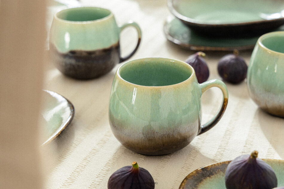 PRIMA Zestaw śniadaniowy loft ręcznie szkliwiony 6 os. (12 el.) szałwiowy szałwiowy - zdjęcie 12